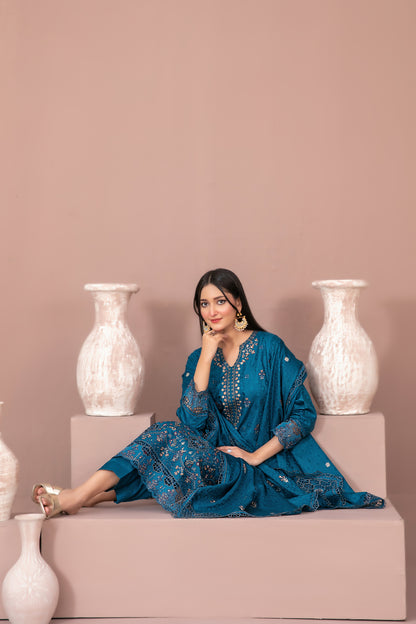 RAYALEEN 3pcs Un-Stitched Emb Viscose [D-5604]