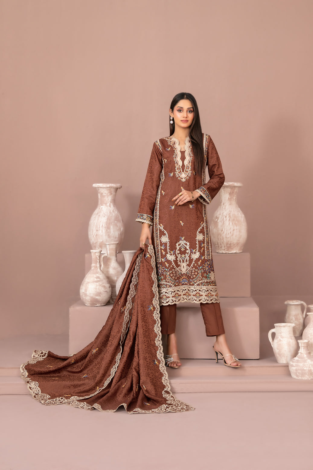 RAYALEEN 3pcs Un-Stitched Emb Viscose [D-5606]