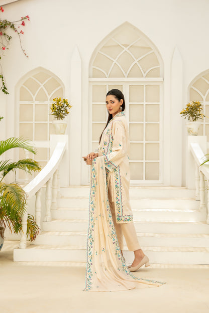 Elisol 3pcs Semi-Stitched Fancy Emb Slub Lawn [D-4396]
