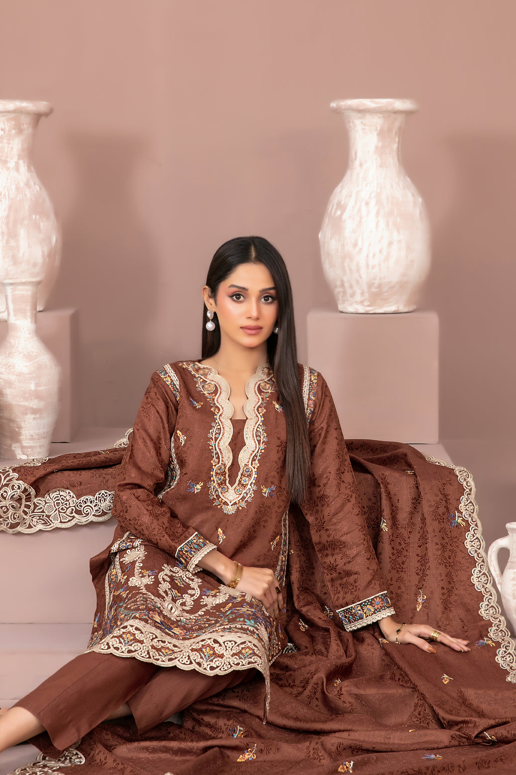 RAYALEEN 3pcs Un-Stitched Emb Viscose [D-5606]