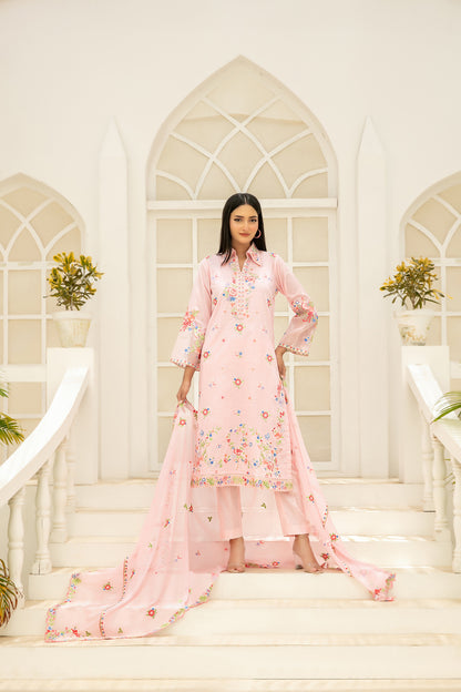 Elisol 3pcs Semi-Stitched Fancy Emb Slub Lawn [D-4400]