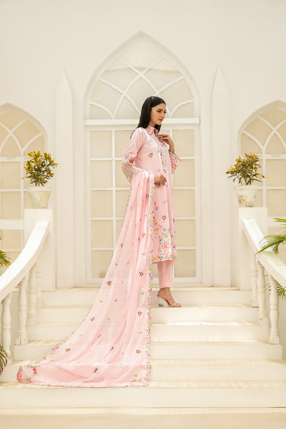 Elisol 3pcs Semi-Stitched Fancy Emb Slub Lawn [D-4400]