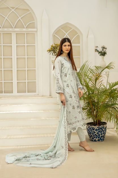Elisol 3pcs Semi-Stitched Fancy Emb Slub Lawn [D-4398]