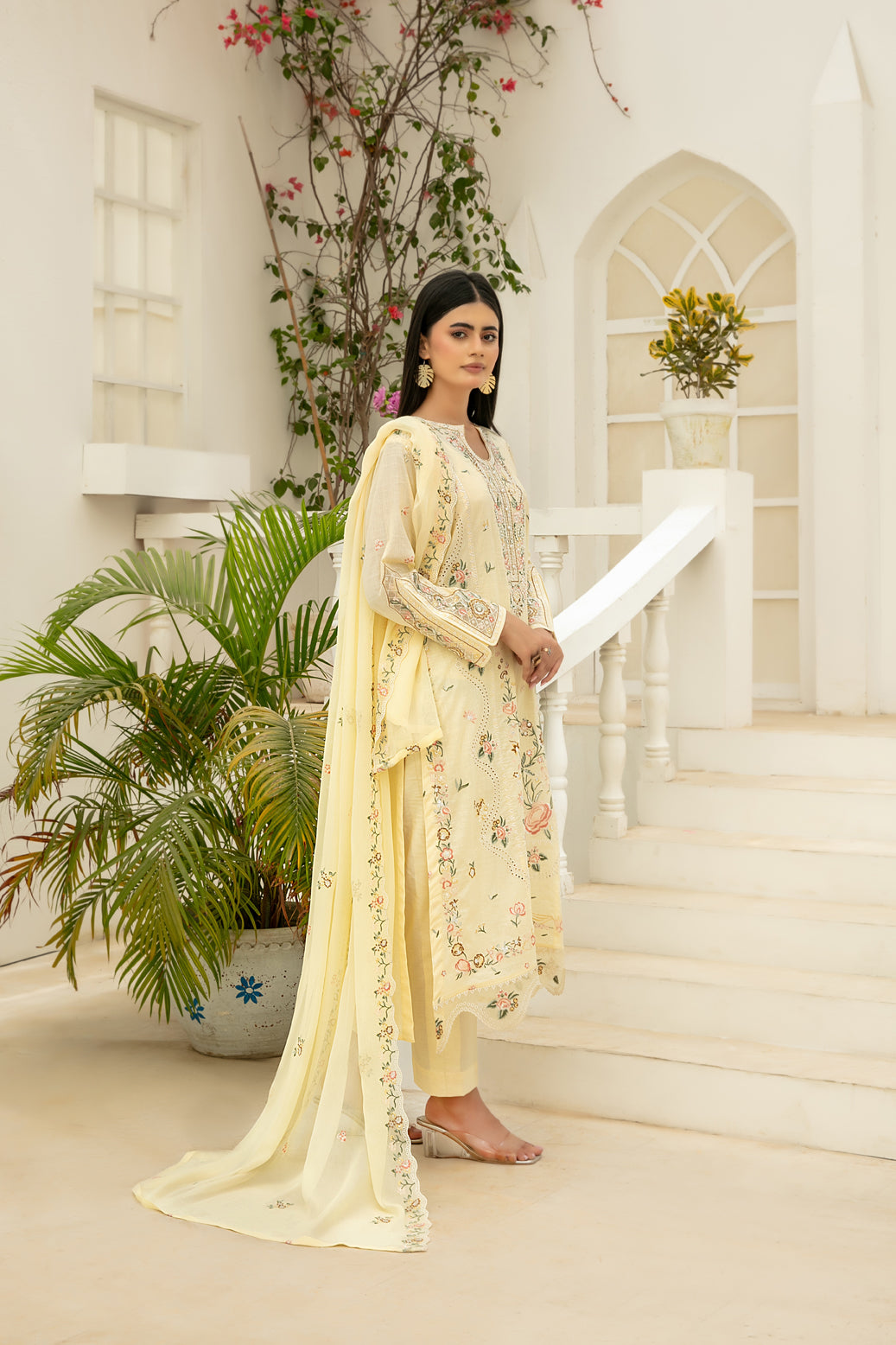Elisol 3pcs Semi-Stitched Fancy Emb Slub Lawn [D-4401]