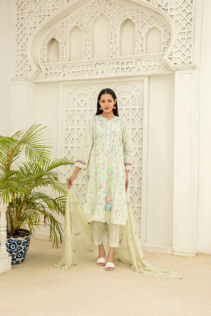Elisol 3pcs Semi-Stitched Fancy Emb Slub Lawn [D-4399]