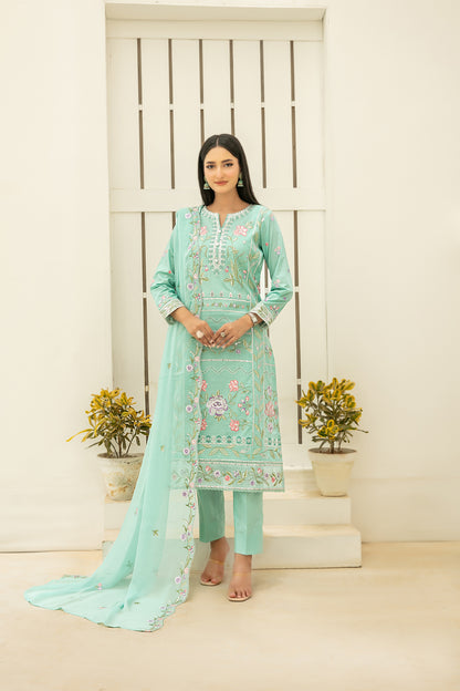 Elisol 3pcs Semi-Stitched Fancy Emb Slub Lawn [D-4402]