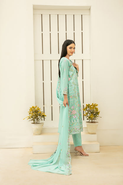 Elisol 3pcs Semi-Stitched Fancy Emb Slub Lawn [D-4402]