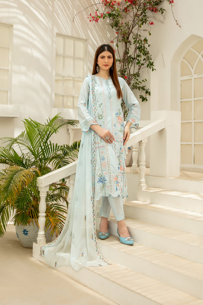 Elisol 3pcs Semi-Stitched Fancy Emb Slub Lawn [D-4397]
