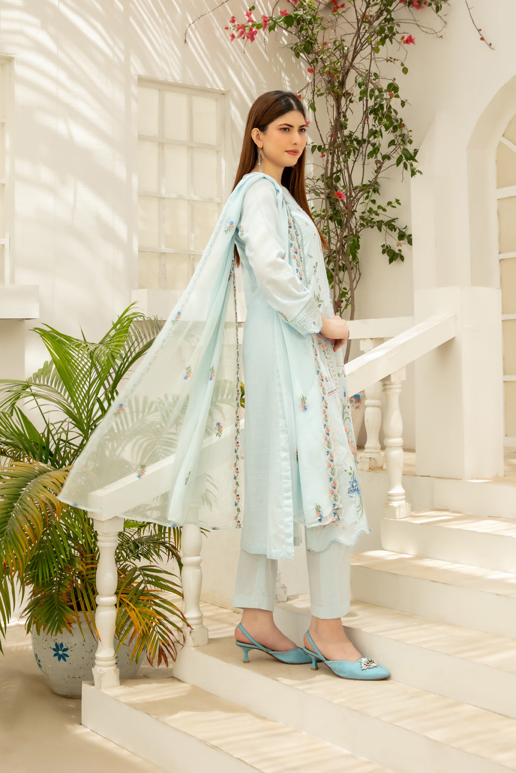 Elisol 3pcs Semi-Stitched Fancy Emb Slub Lawn [D-4397]
