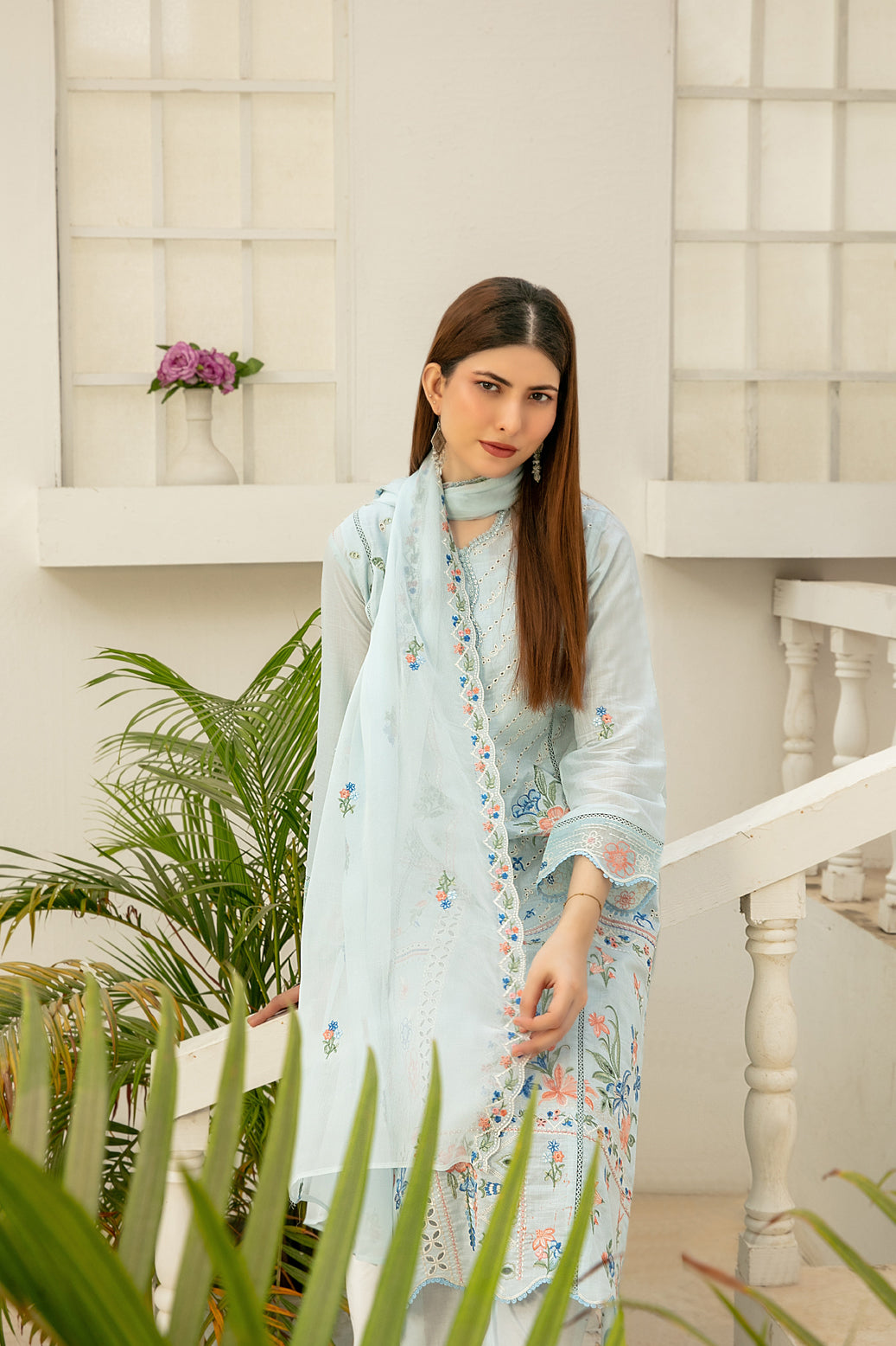 Elisol 3pcs Semi-Stitched Fancy Emb Slub Lawn [D-4397]
