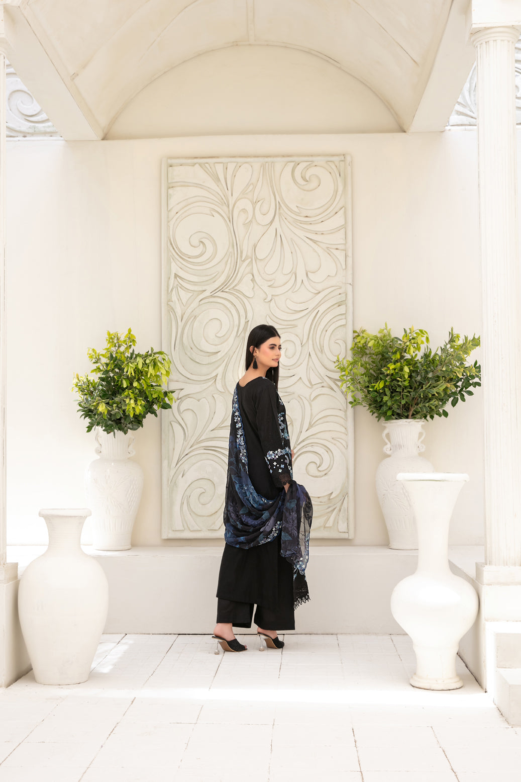 Araqa 3pcs Semi-Stitched Fancy Emb Slub Lawn [D-4222]