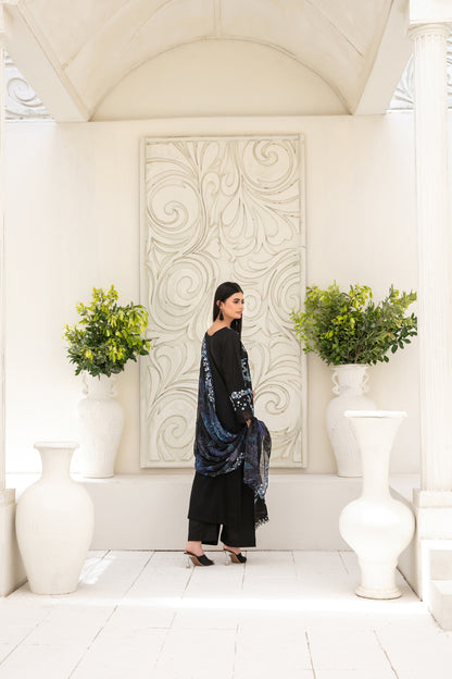 Araqa 3pcs Semi-Stitched Fancy Emb Slub Lawn [D-4222]