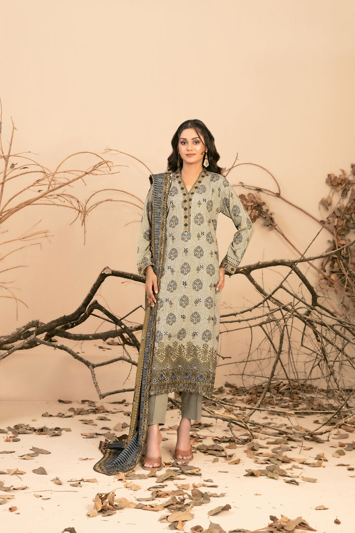 Didaar 3pcs Un-Stitched Emb Printed Staple [D-4409]
