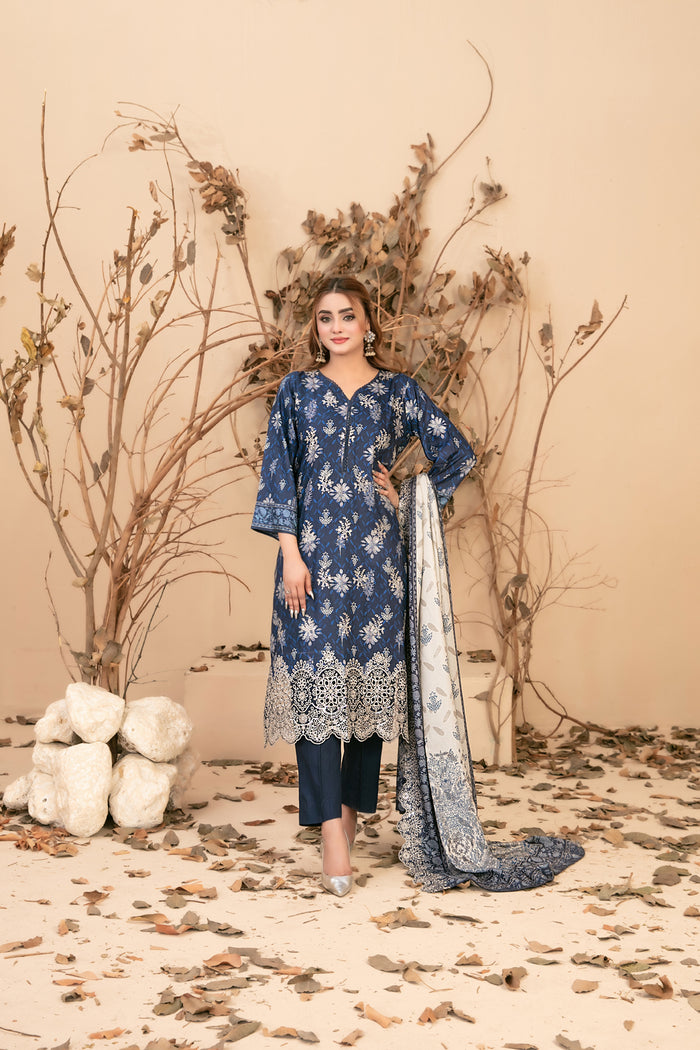 Didaar 3pcs Un-Stitched Emb Printed Staple [D-4407]