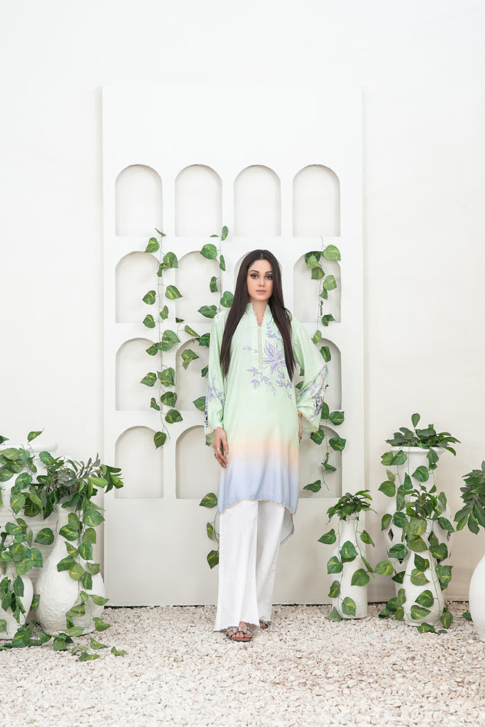 ZALINA 1-PC PRINTED STAPLE LINEN KURTI [CODE D-5349]