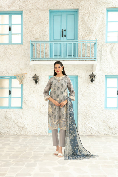 Gulin Vol-1 3pcs Stitched Emb Printed Lawn [D-3974]