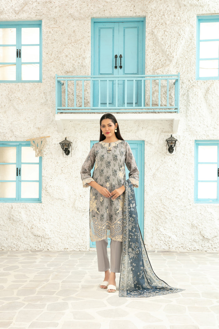 Gulin Vol-1 3pcs Stitched Emb Printed Lawn [D-3974]