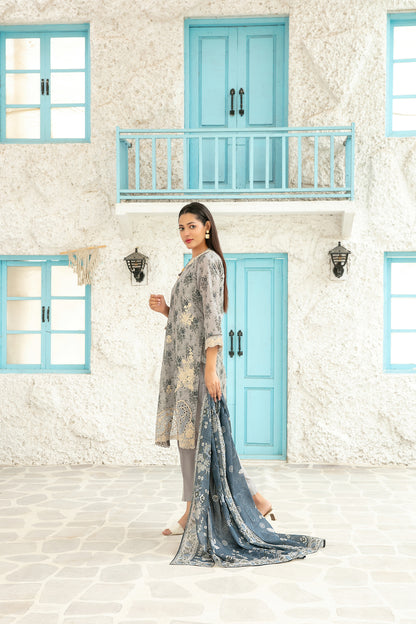 Gulin Vol-1 3pcs Stitched Emb Printed Lawn [D-3974]