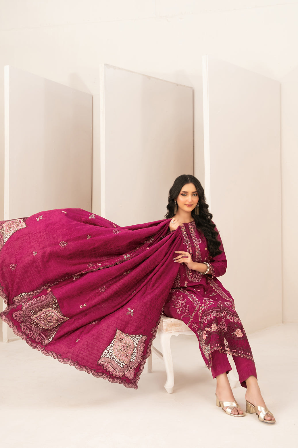 ZILLAH 3pcs Un-Stitched  Emb Viscose [D-5379]