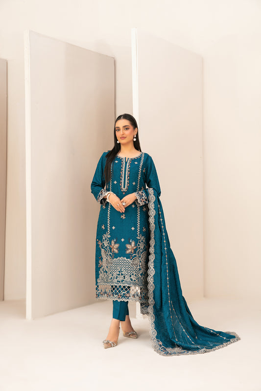 ZILLAH 3pcs Un-Stitched Emb Viscose [D-5382]