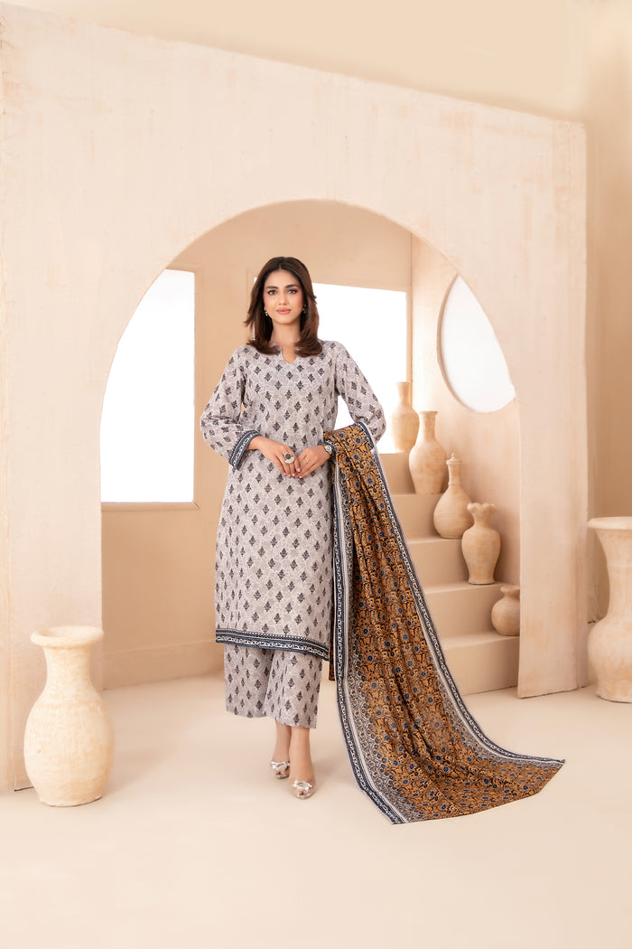 AZU 3pcs Stitched Printed Khaddar [D-5413]