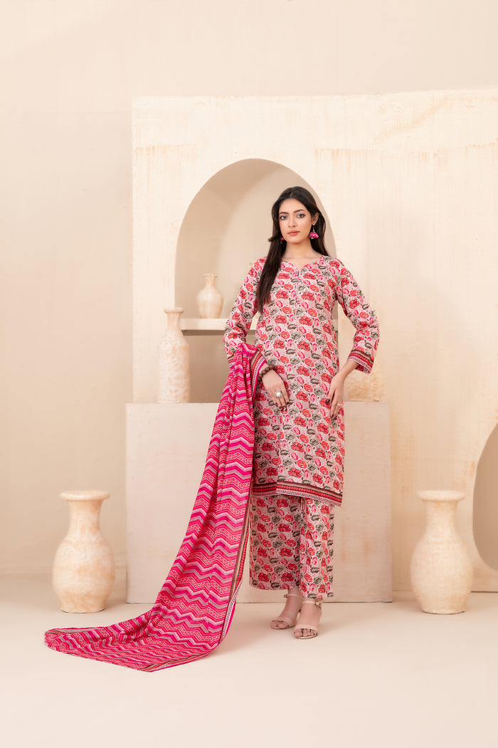 AZU 3pcs Stitched Printed Khaddar [D-5414]