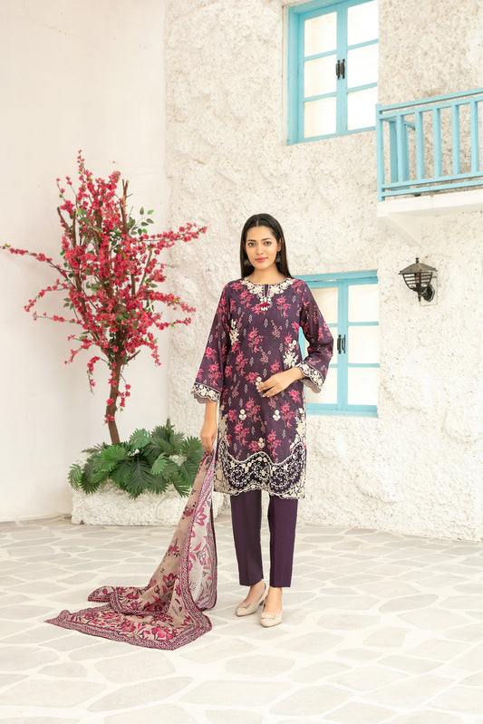 Gulin Vol-1 3pcs Stitched Emb Printed Lawn [D-3975]