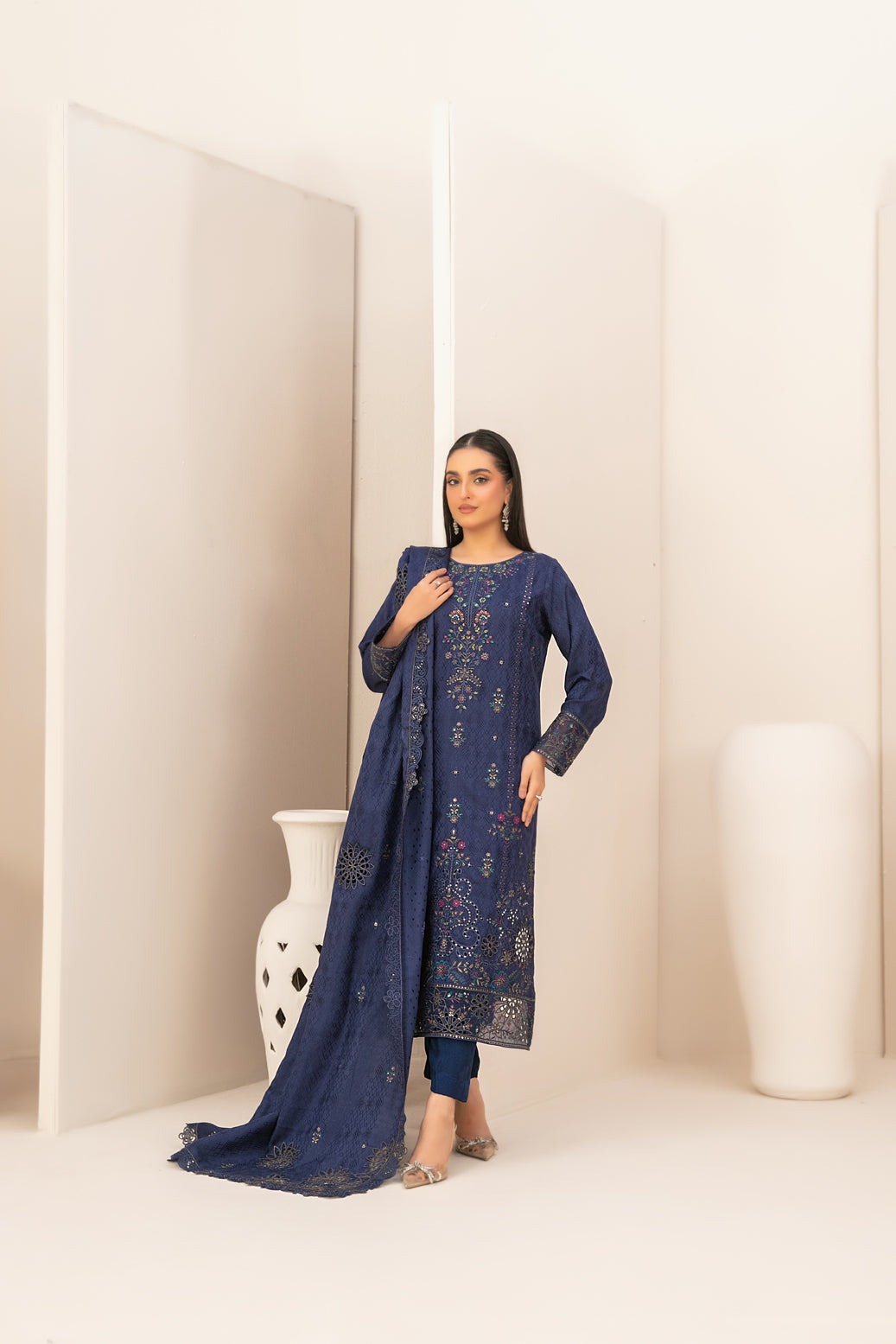 ZILLAH 3pcs Un-Stitched Emb Viscose [D-5384]