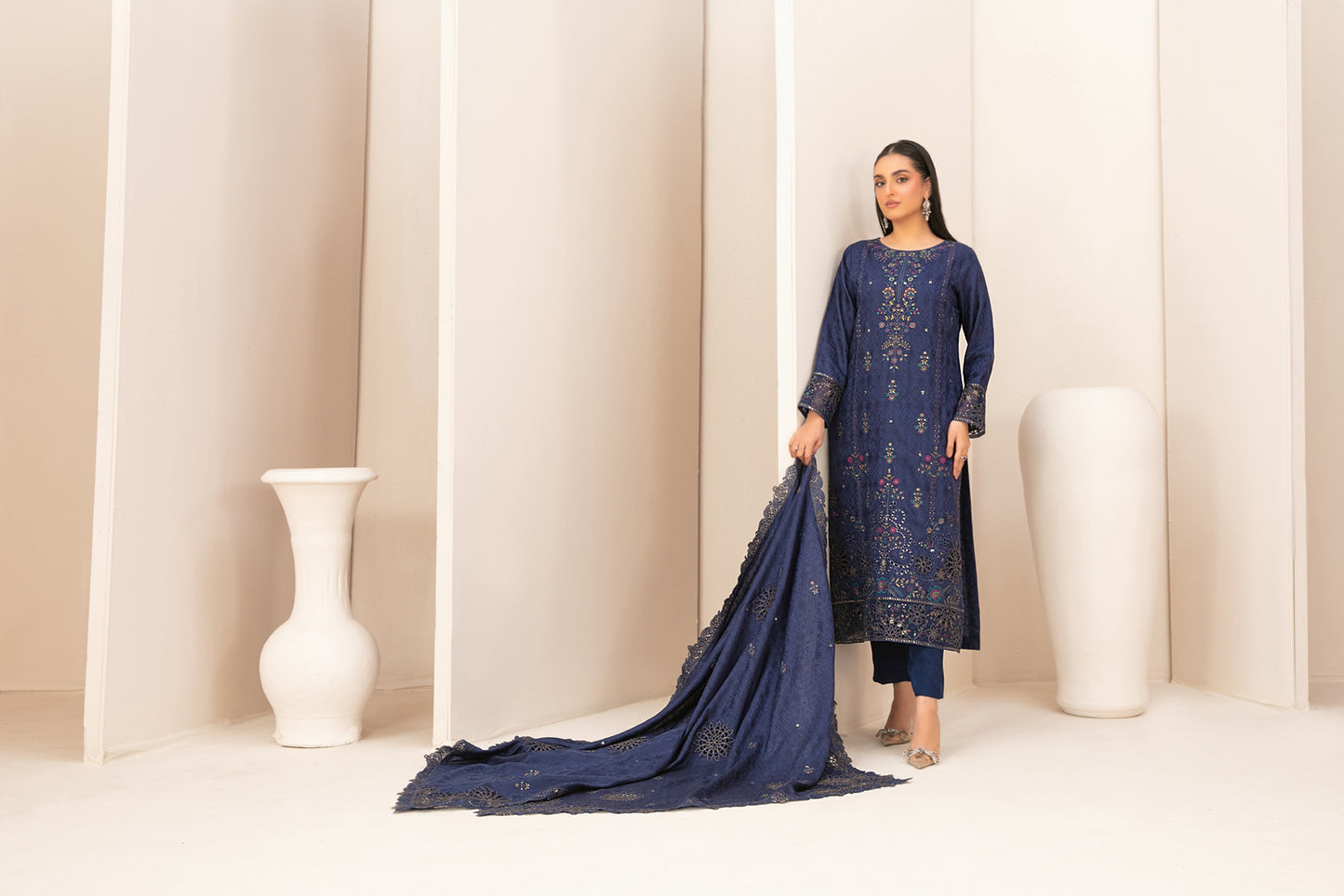 ZILLAH 3pcs Un-Stitched Emb Viscose [D-5384]