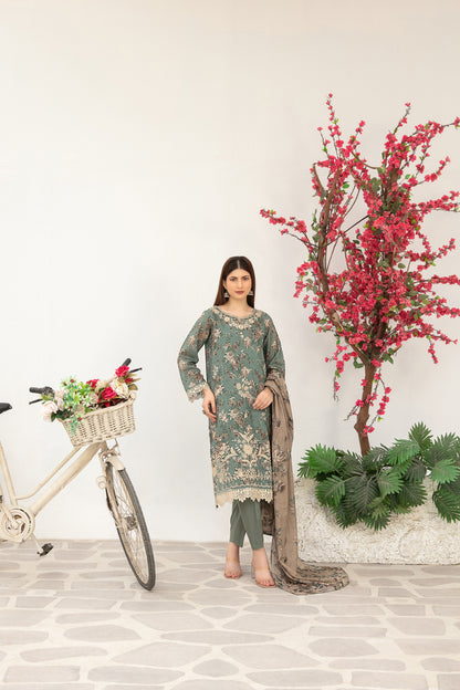 Gulin Vol-2 3pcs Stitched Emb Printed Lawn [D-3976]