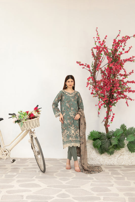 Gulin Vol-2 3pcs Stitched Emb Printed Lawn [D-3976]