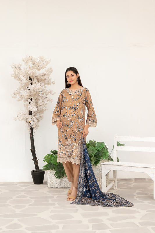 Gulin Vol-2 3pcs Stitched Emb Printed Lawn [D-3980]