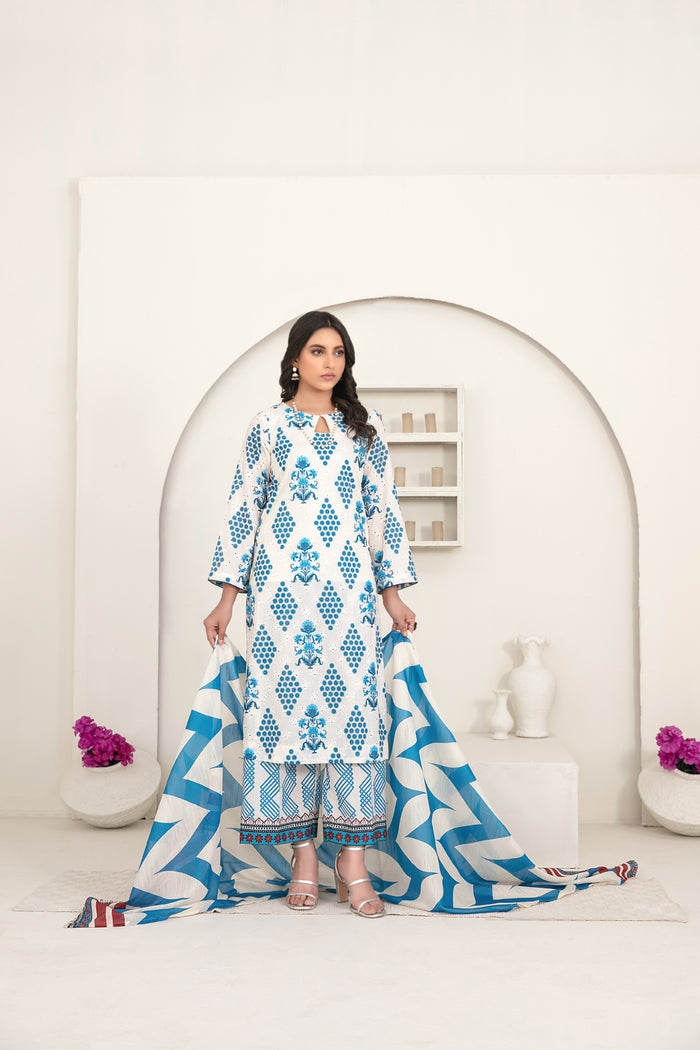 Raniya Stitched Emb Printed Swiss lawn [D-1002]