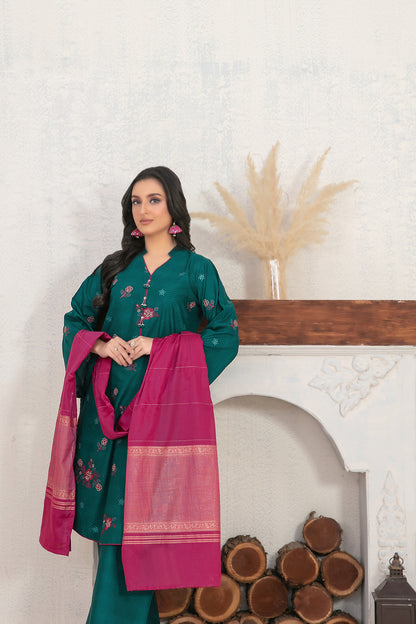 Selah 3pcs Stitched Emb Jacquard Cotton [D-4019]