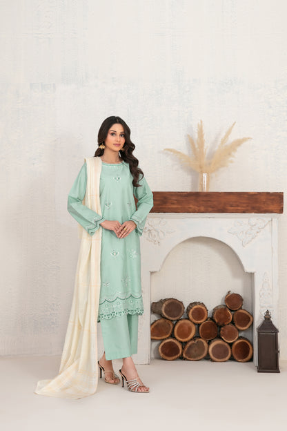 Selah 3pcs Stitched Emb Jacquard Cotton [D-4017]