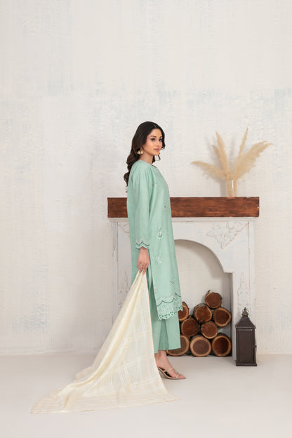 Selah 3pcs Stitched Emb Jacquard Cotton [D-4017]