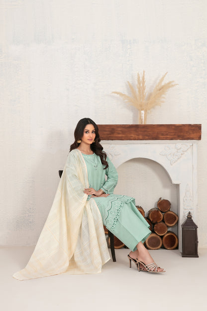 Selah 3pcs Stitched Emb Jacquard Cotton [D-4017]