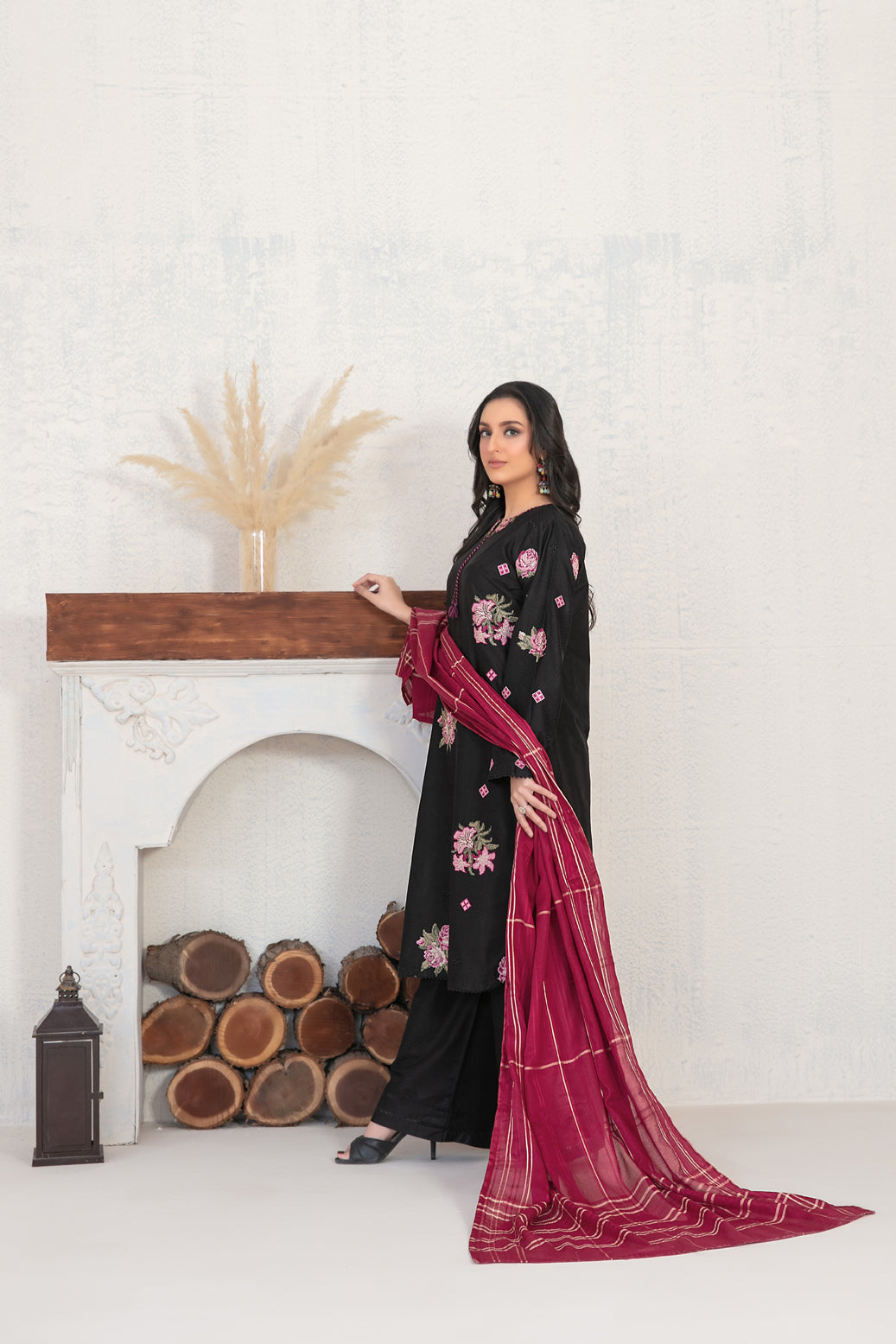 Selah 3pcs Stitched Emb Jacquard Cotton [D-4018]