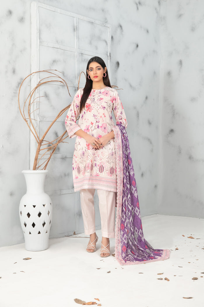 Shahla 3pcs Un-Stitched Emb Printed Lawn [D-4973-A]
