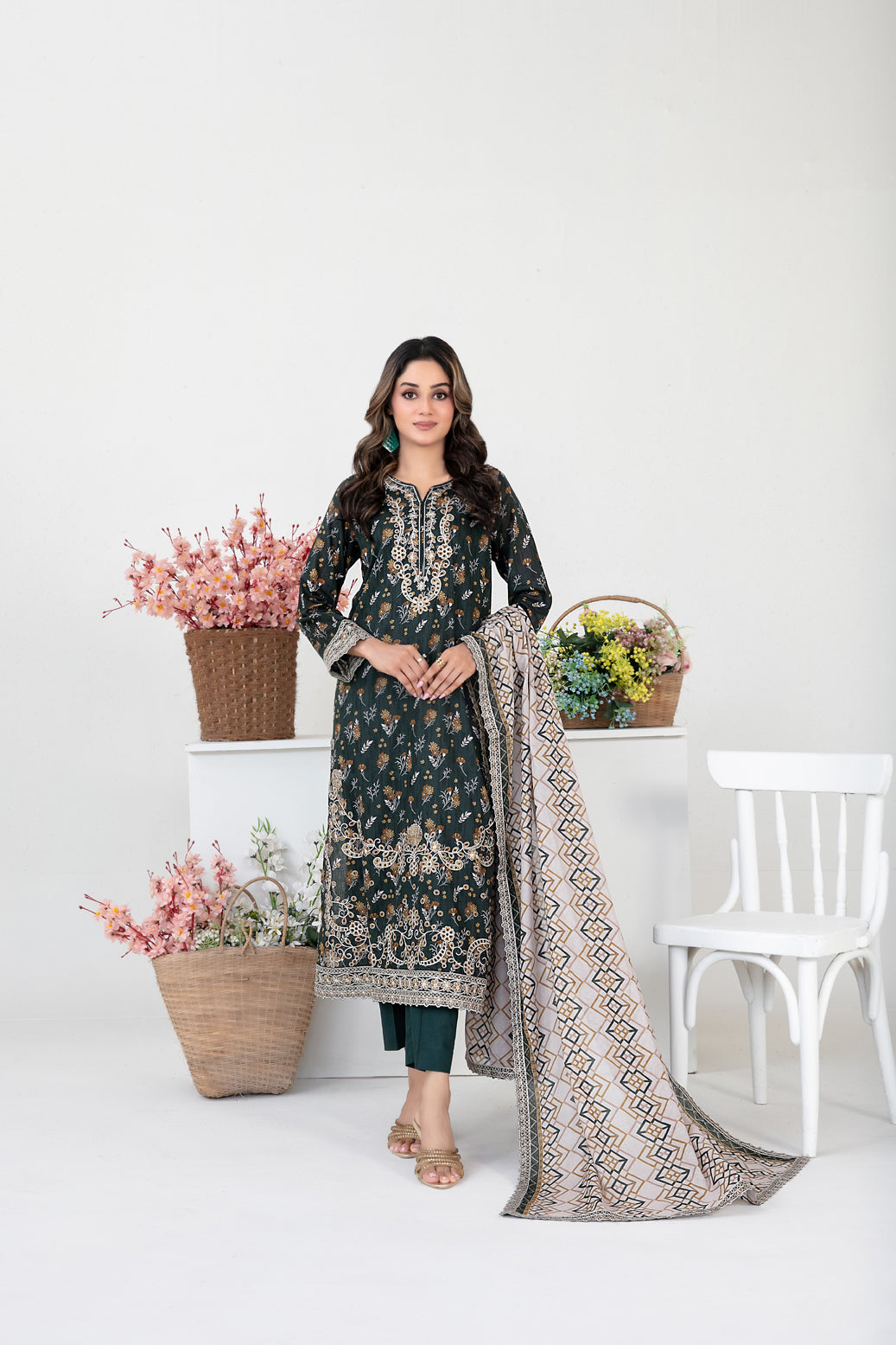 FOLIA 3pcs Un-Stitched Emb Printed Lawn [D-4559]