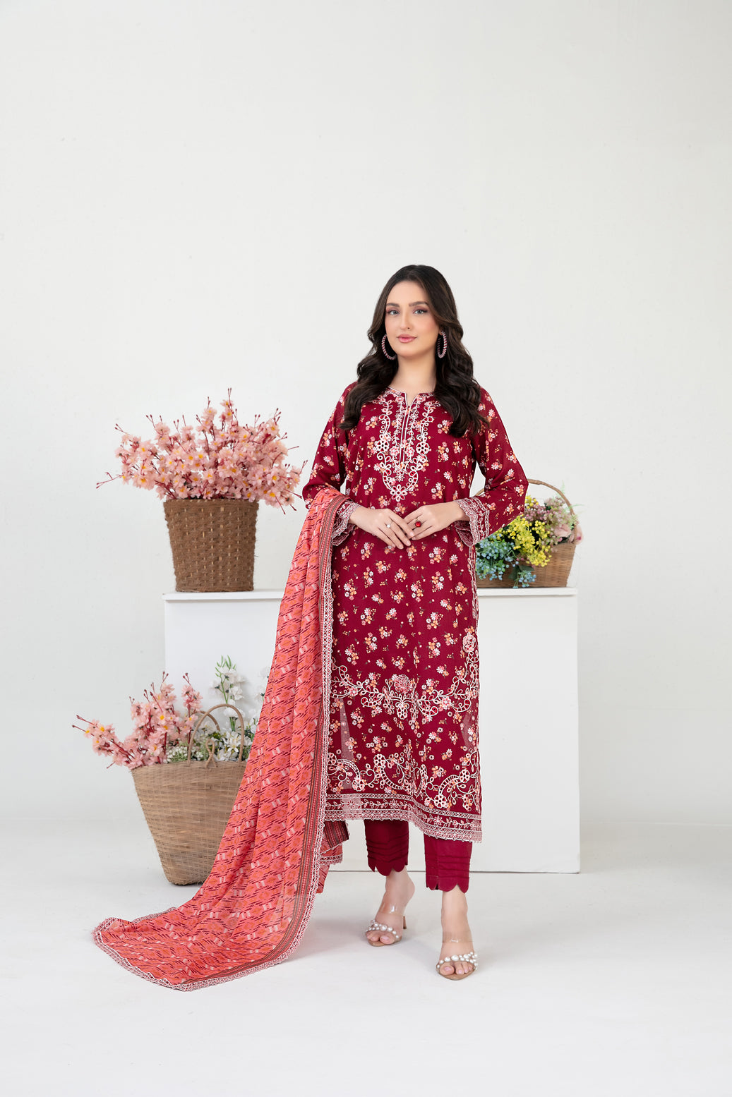 FOLIA 3pcs Un-Stitched Emb Printed Lawn [D-4557]