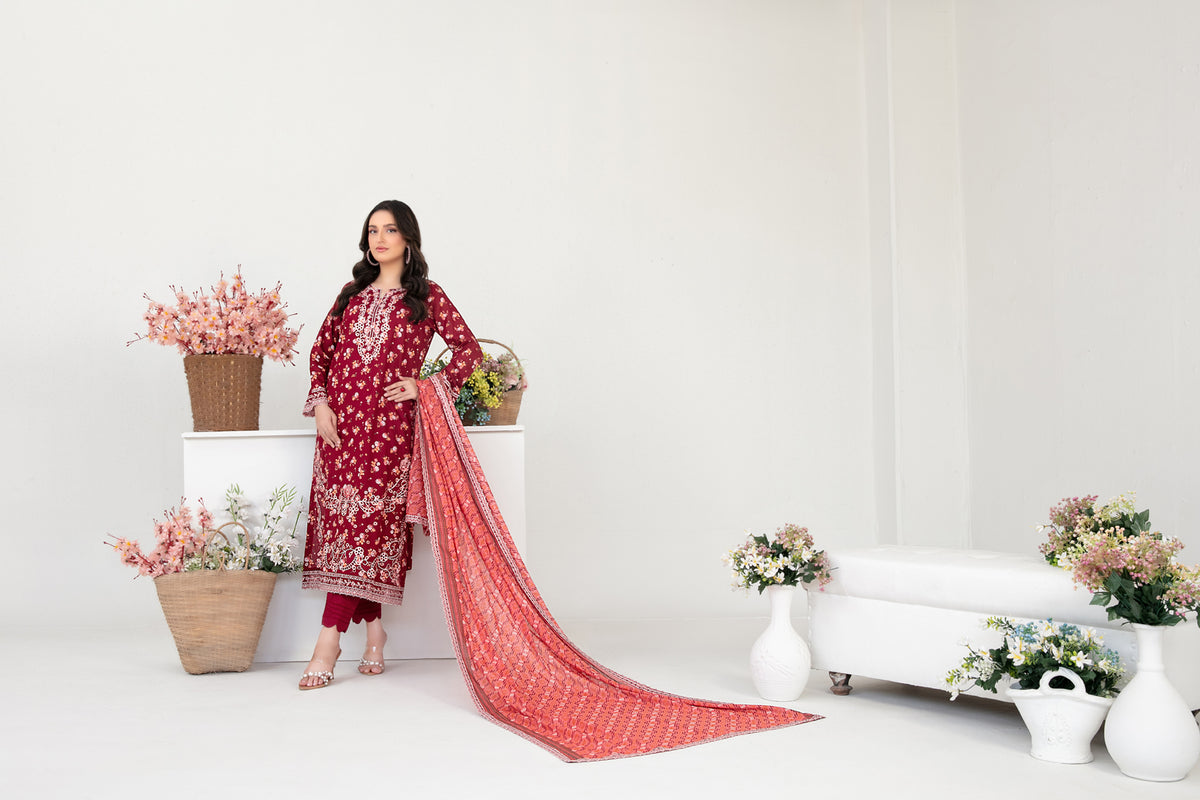 FOLIA 3pcs Un-Stitched Emb Printed Lawn [D-4557]