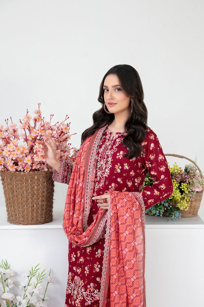 FOLIA 3pcs Un-Stitched Emb Printed Lawn [D-4557]