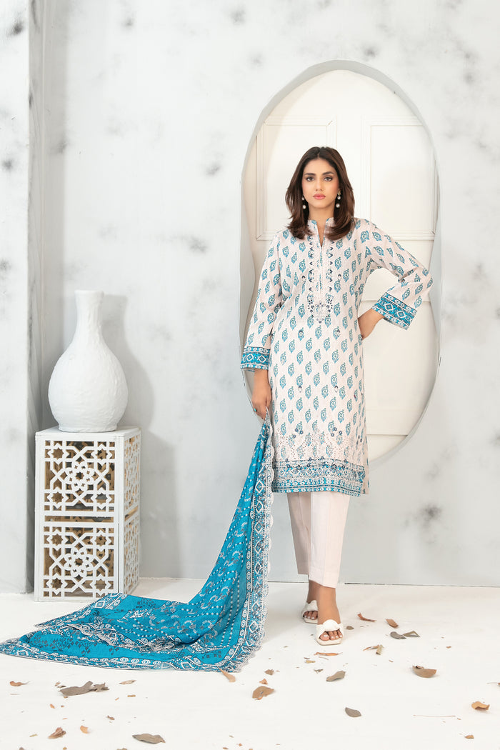 Shahla 3pcs Un-Stitched Emb Printed Lawn [D-4979-A]