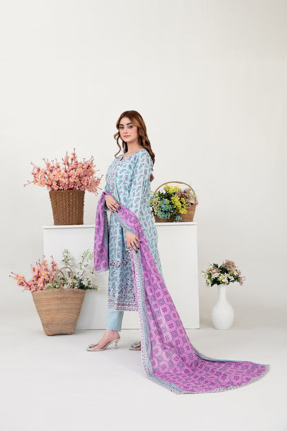 FOLIA 3pcs Un-Stitched Emb Printed Lawn [D-4555]