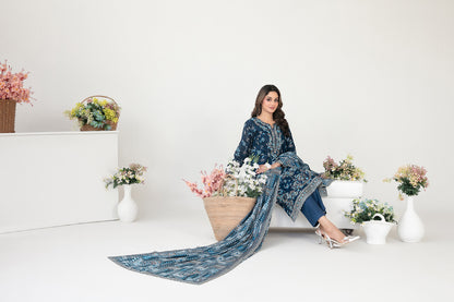 FOLIA 3pcs Un-Stitched Emb Printed Lawn [D-4556]