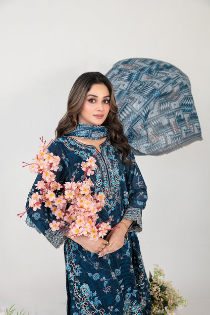 FOLIA 3pcs Un-Stitched Emb Printed Lawn [D-4556]