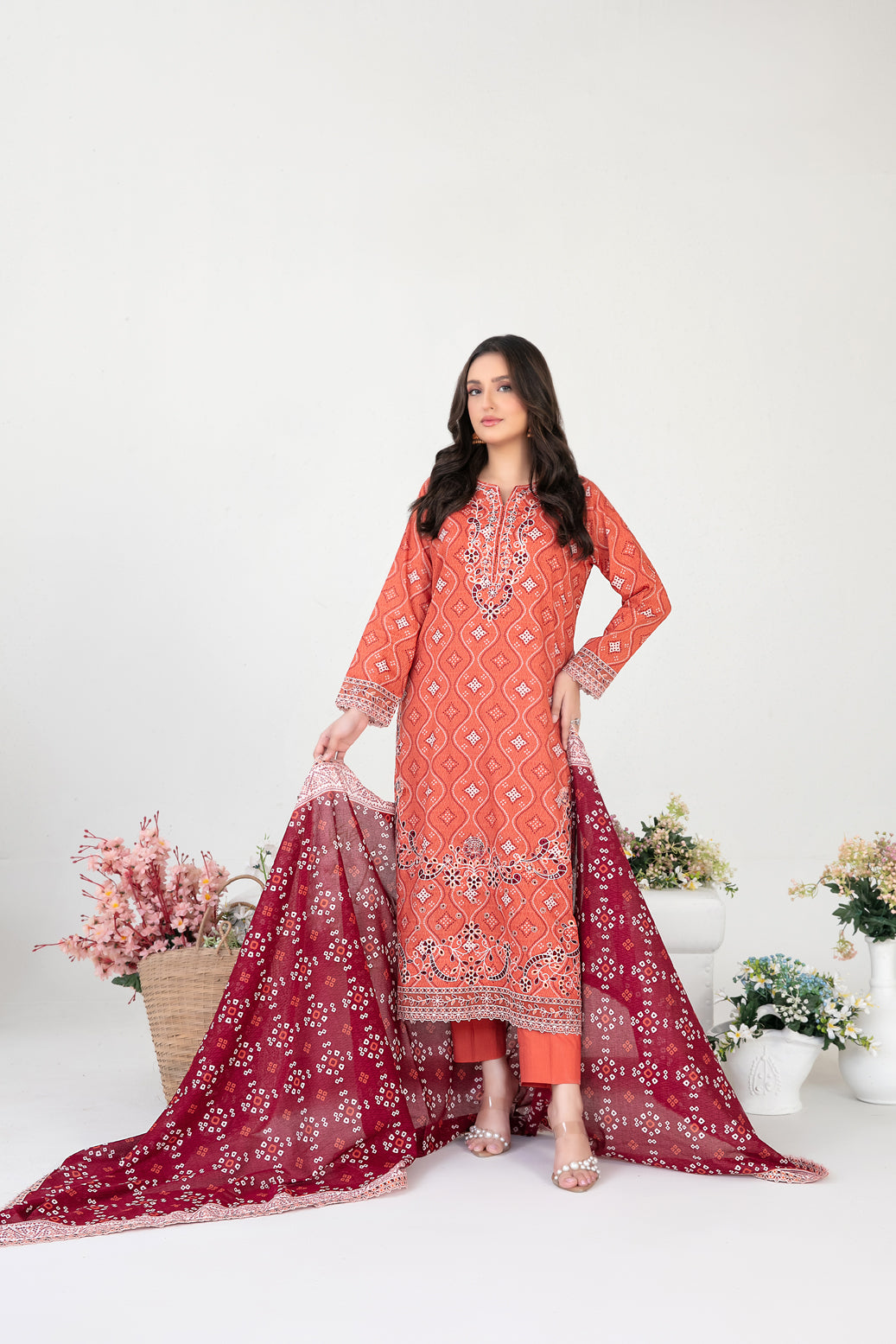 FOLIA 3pcs Un-Stitched Emb Printed Lawn [D-4552]