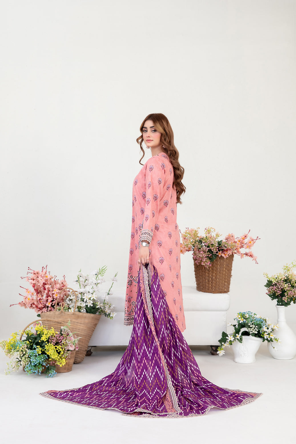 FOLIA 3pcs Un-Stitched Emb Printed Lawn [D-4554]