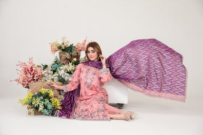 FOLIA 3pcs Un-Stitched Emb Printed Lawn [D-4554]